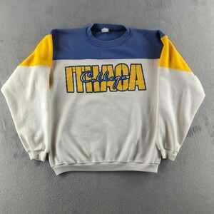 Vintage Collegiate Pacific Sweatshirt Mens Large Blue White Yellow Ithaca 90s